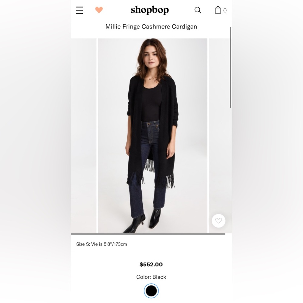 360 Cashmere Fringe Open Cardigan